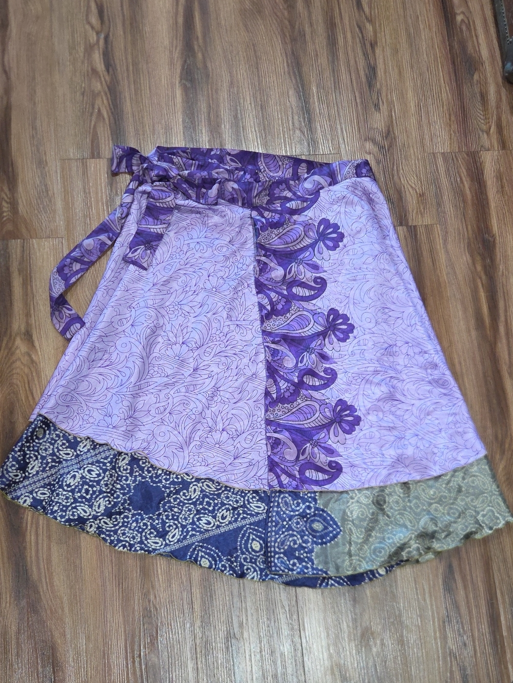Boho Hippie Wrap Skirt Purple Floral- Lightweight Boho Style